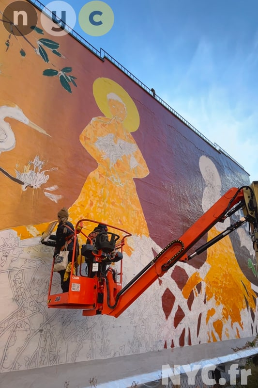 Artisti che creano un affresco