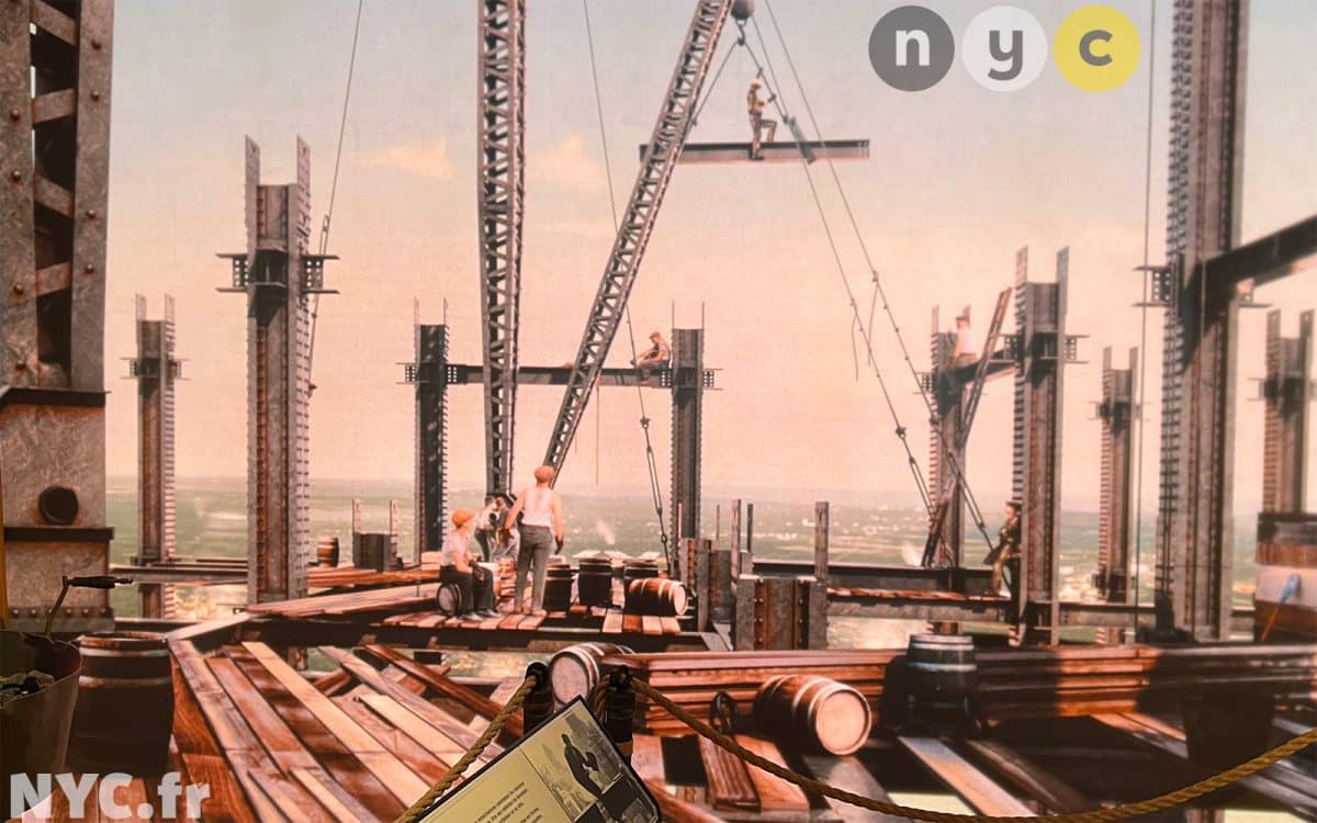 Film on the construction of the Empire State Building shown on the first floor of the ESB.