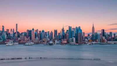 Amanecer en el centro de Manhattan el 26 de enero de 2017