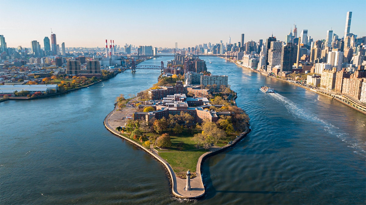 Aerial view of Roosevelt Island