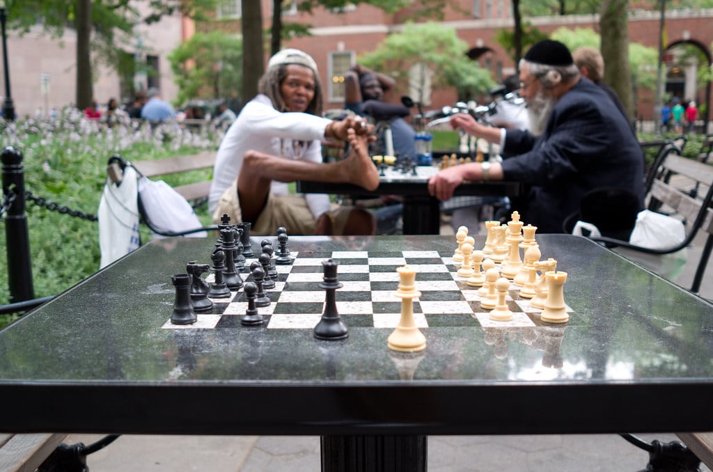 las mesas de ajedrez de Washington Square Park