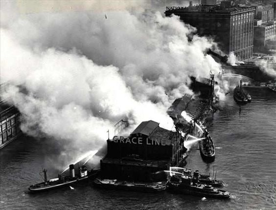 The fire that destroyed Pier 57 in 1947.