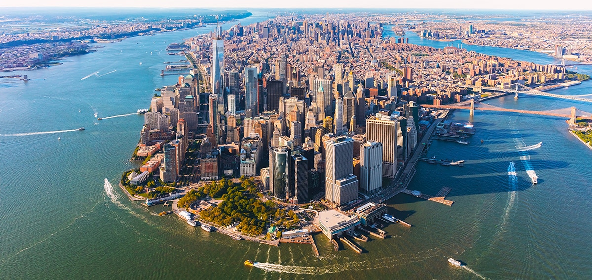 aerial view of the financial district