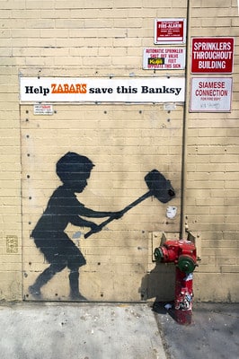 Hammer boy Banksy new york