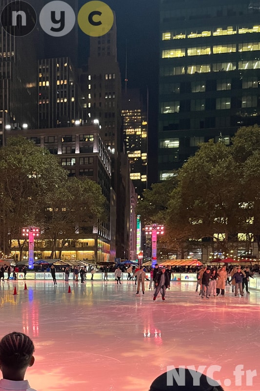 ice rink Bryant park by night