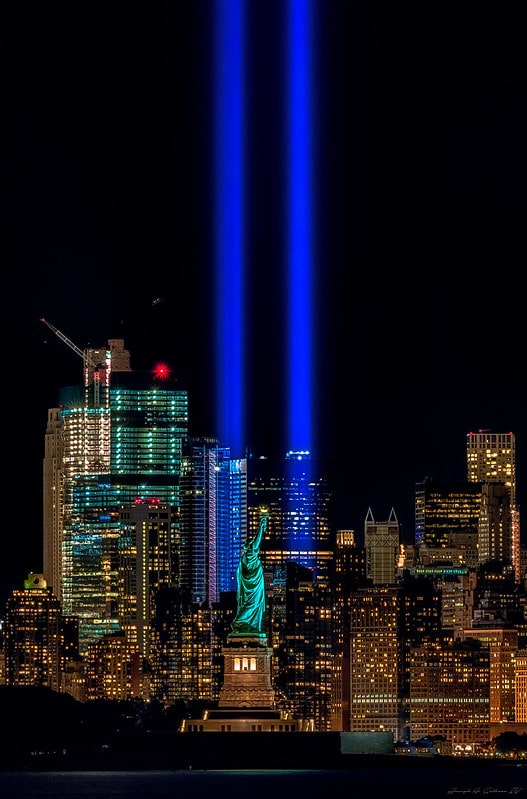 Estatua de la libertad Nueva York Tribute in light